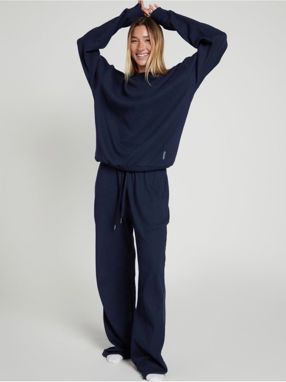 Comfrt navy waffle set size medium-loungewear unisex